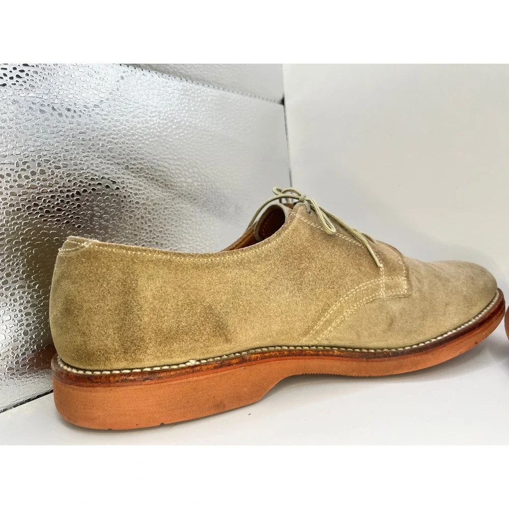 LL‎ Bean Mens Oxford Lace Up Suede Tan Leather Sole Dress Shoes Size 8.5 B
